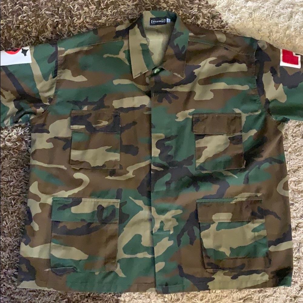 Button down Army camouflage shirt